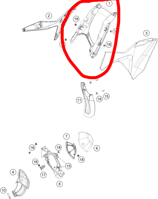 Lower section of the air filter GASGAS 2024+ 250/300/350f/450f/500f