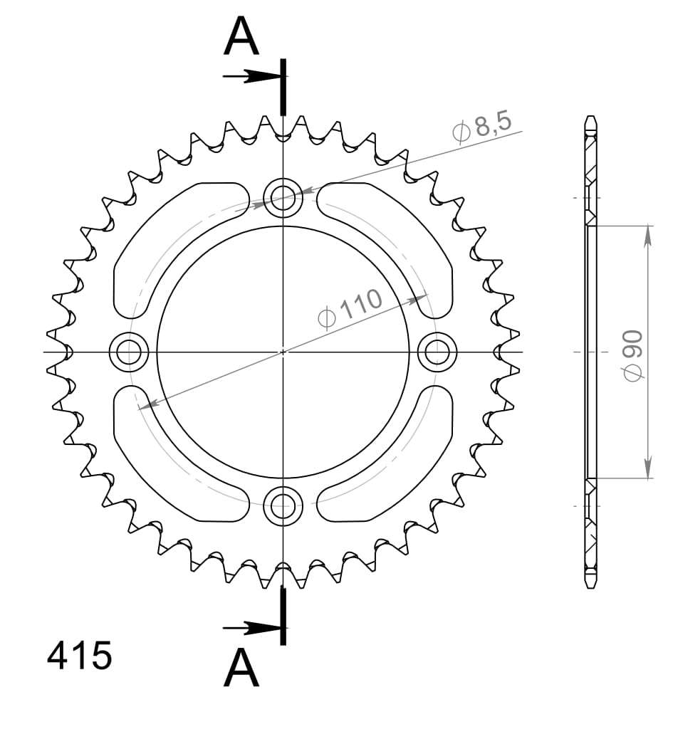 Supersprox Rear sprocket 40 Teeth (40T) KTM 50 SX / Husqvarna 50 TC / SX-E5 2014-2026 aluminium 415 Orange