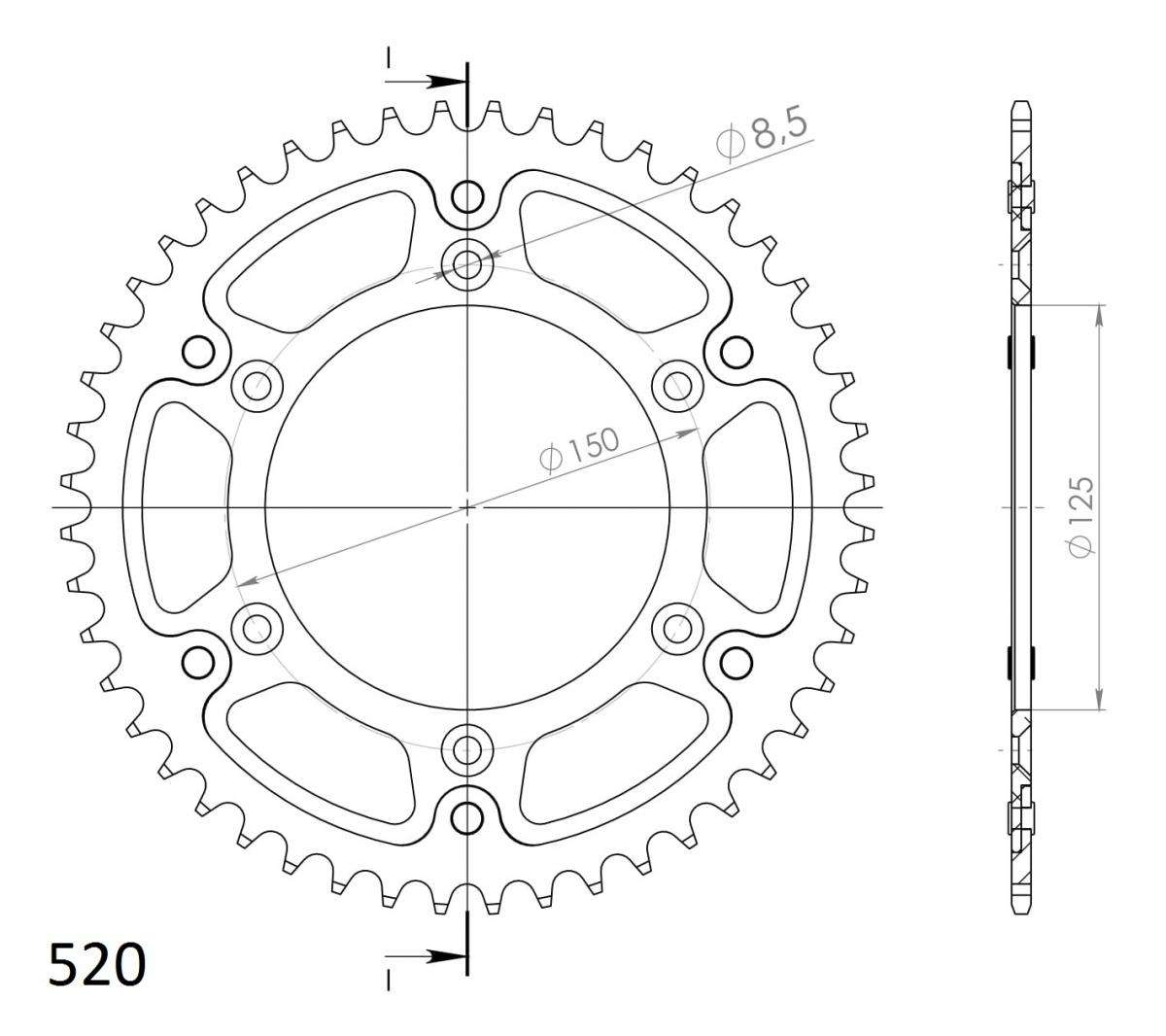 Supersprox Rear sprocket 48 Teeth (48T) KTM/Husqvarna/GasGas 1990-2026 Stealth orange aluminium/steel 520 dimensions