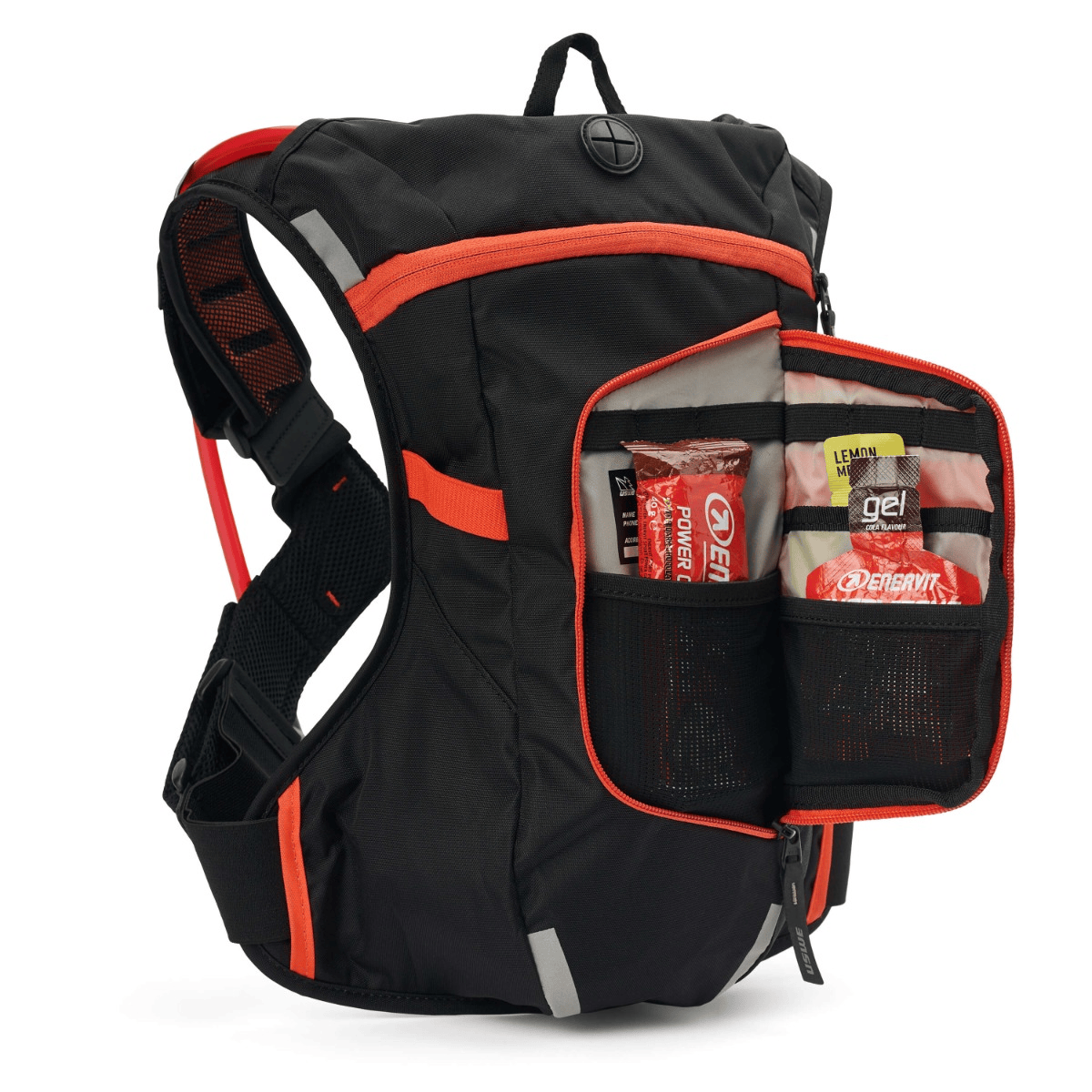 USWE Moto Hydro 4L Orange Hydration Pack - open organizer pocket