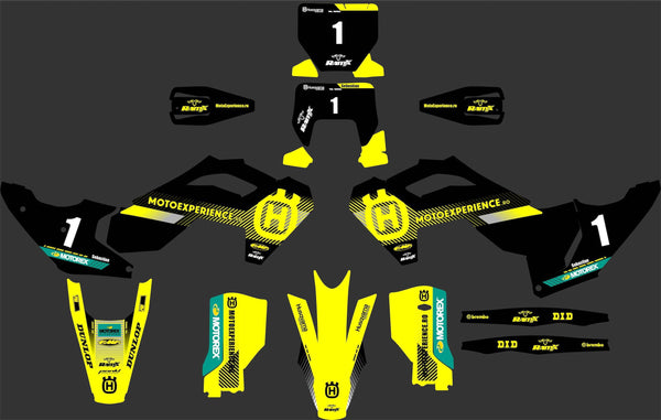 Stickers BLACK-YELLOW for HUSQVARNA 2024+ 2T/4T MX/ENDURO