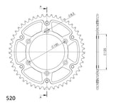 Supersprox Rear sprocket 50 Teeth (50T) KTM/Husqvarna/GasGas 1990-2026 Stealth orange aluminium/steel 520 dimensions