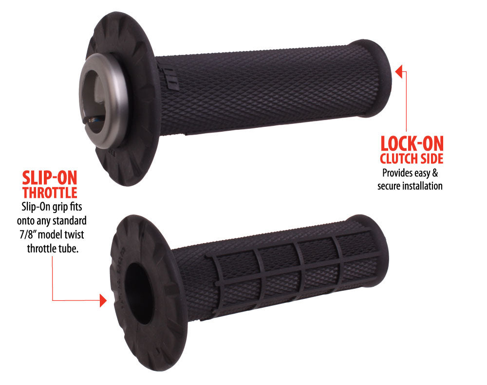 ODI Universal Half-Waffle Lock-On Grip Set Black  H21UHWB